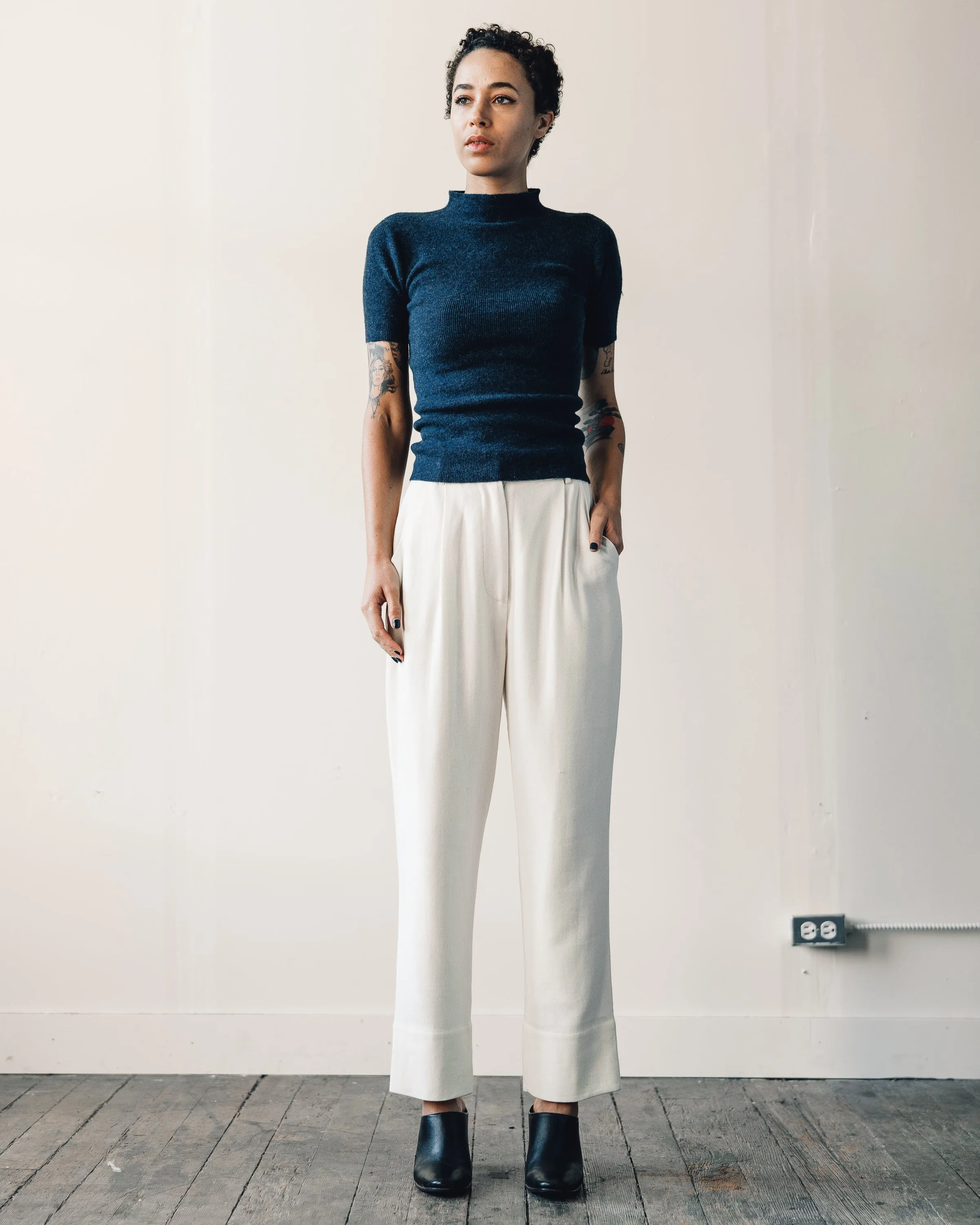 7115 Mockneck Fitted Tee, Indigo