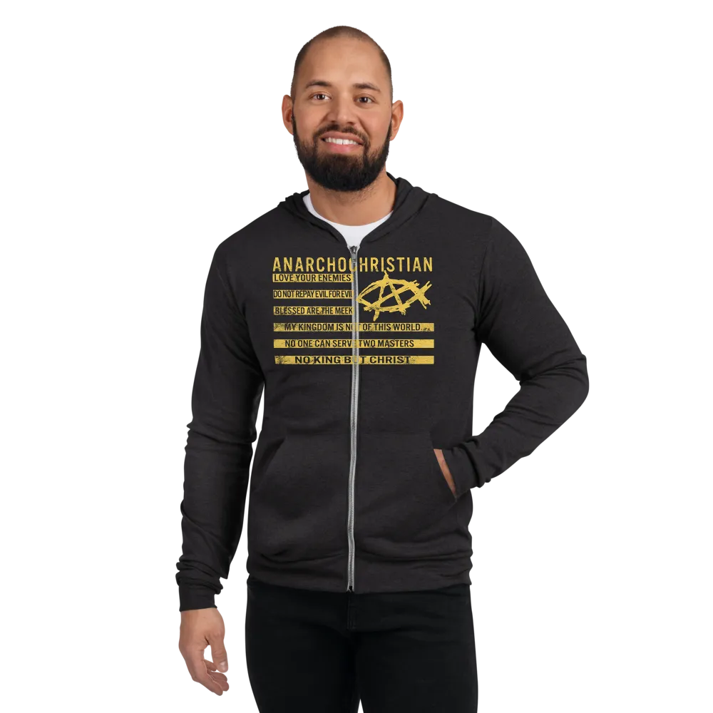 AnarchoChristian No King But Christ - Christian Flag Unisex zip hoodie