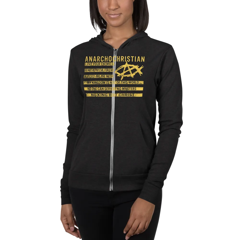 AnarchoChristian No King But Christ - Christian Flag Unisex zip hoodie