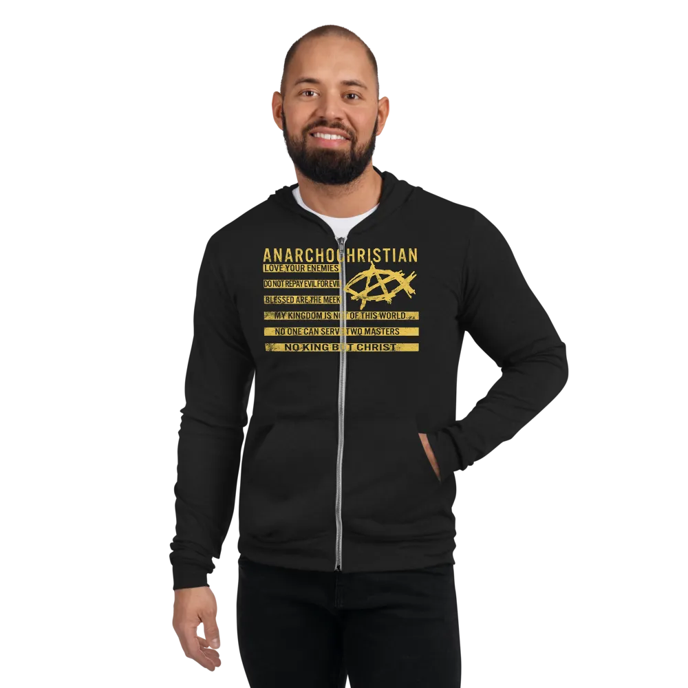 AnarchoChristian No King But Christ - Christian Flag Unisex zip hoodie