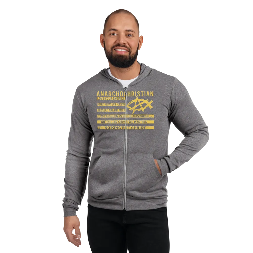 AnarchoChristian No King But Christ - Christian Flag Unisex zip hoodie
