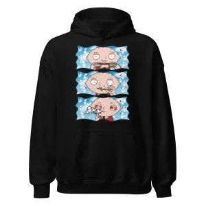 Animated TV Sitcom Hoodie Stewie Character Rolling Joint Ultra Soft Blended Cotton Unisex Pullover