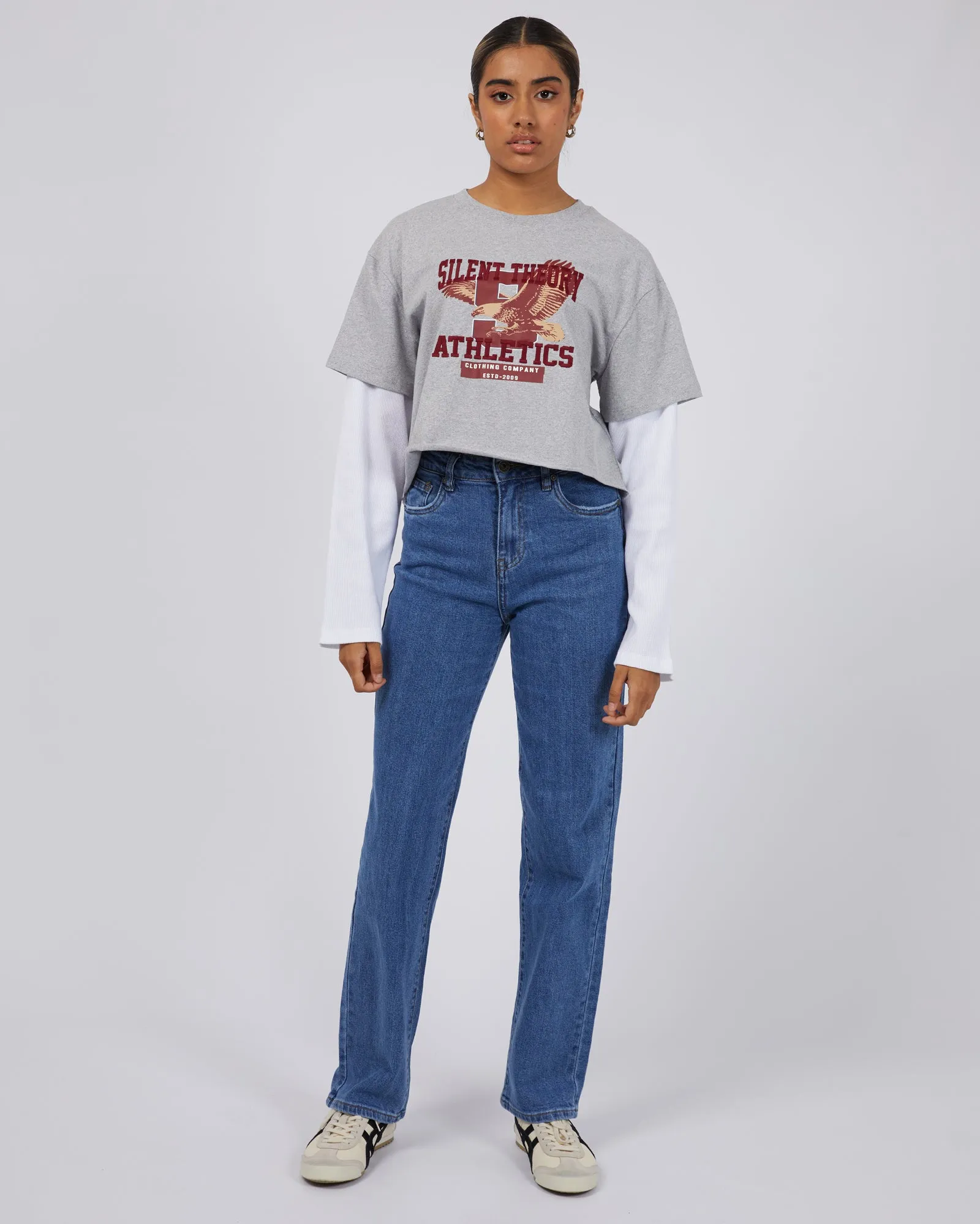 Athletics Dept Crop Tee Grey Marle
