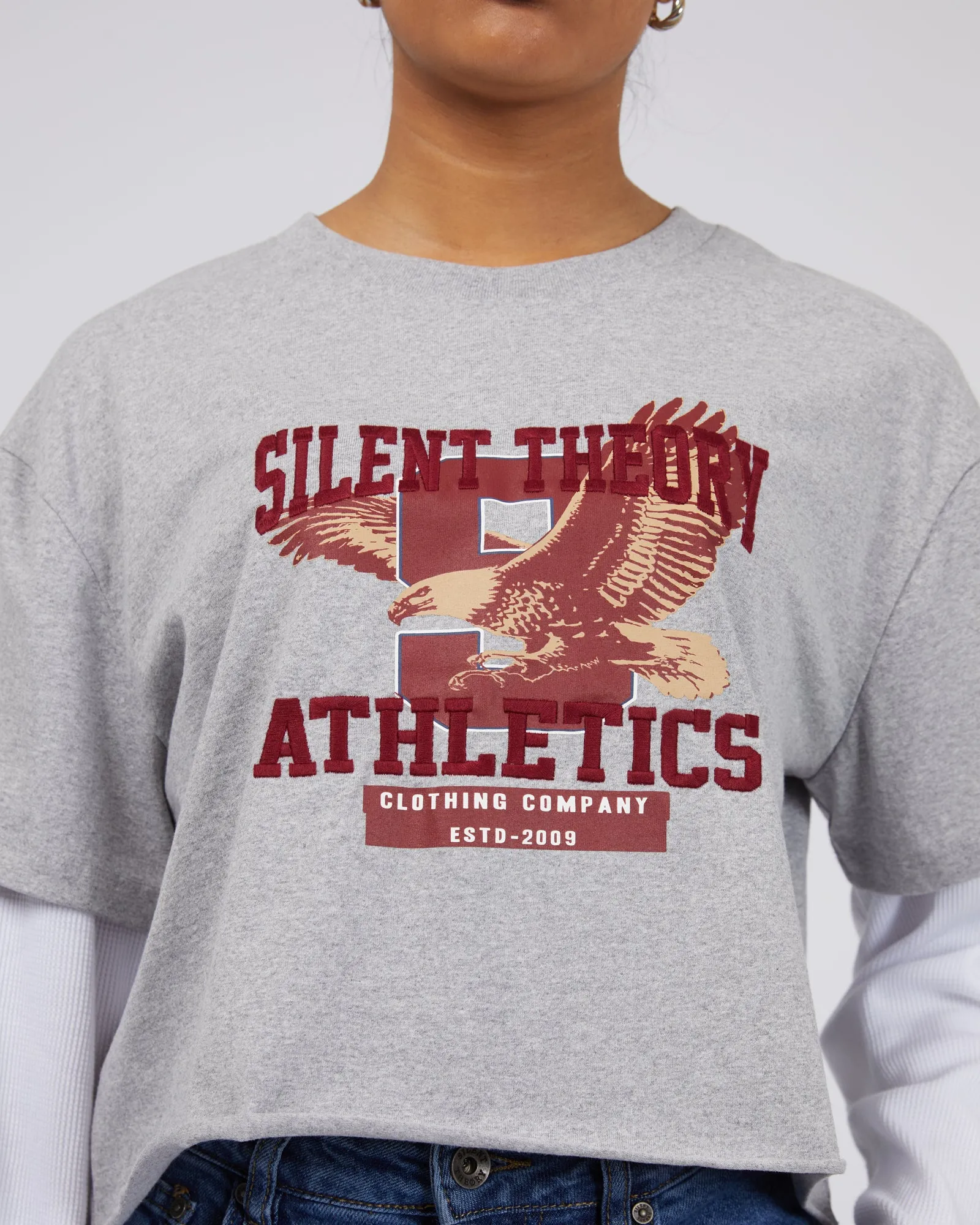 Athletics Dept Crop Tee Grey Marle