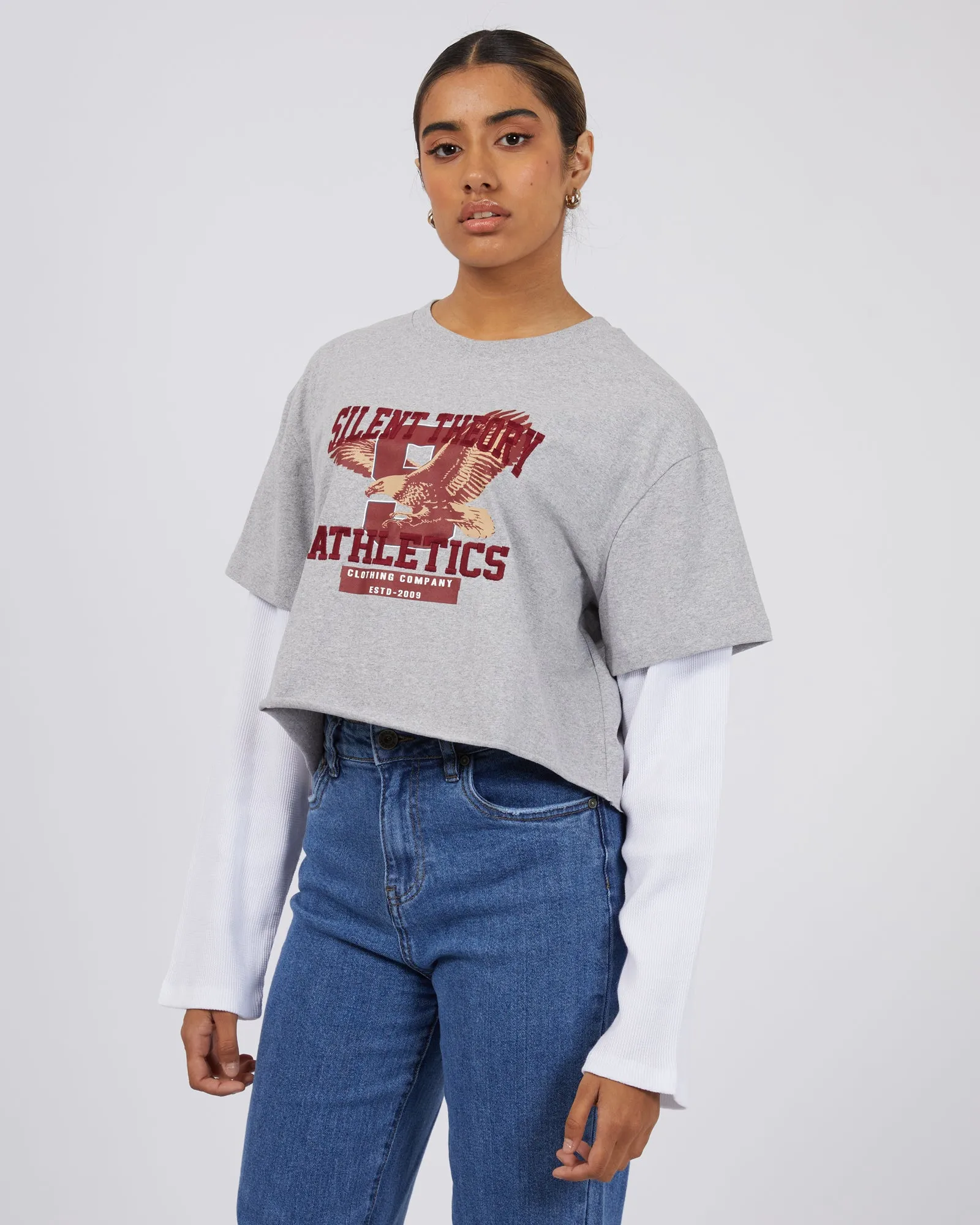 Athletics Dept Crop Tee Grey Marle