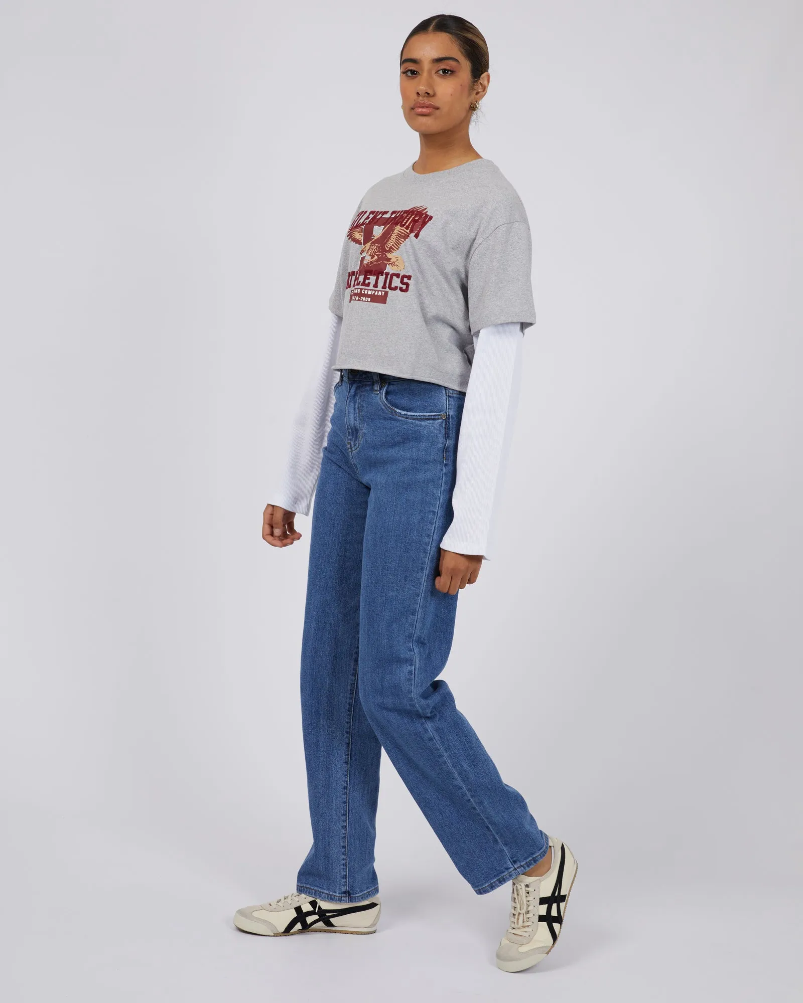 Athletics Dept Crop Tee Grey Marle
