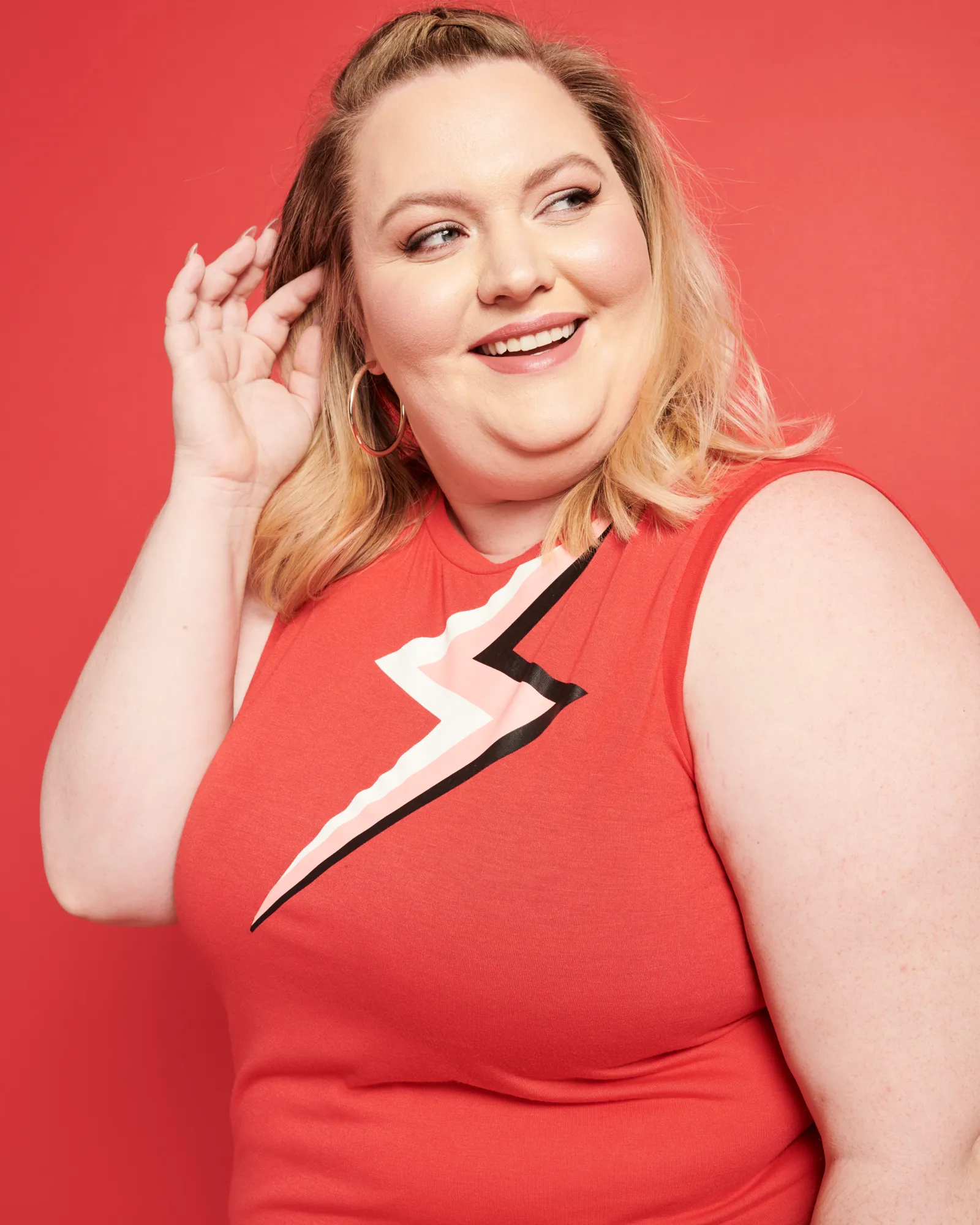 Averie Lightning Bolt Graphic Tank | Orange / Coral