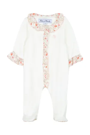 Babygrow - Ecru with Liberty print collar