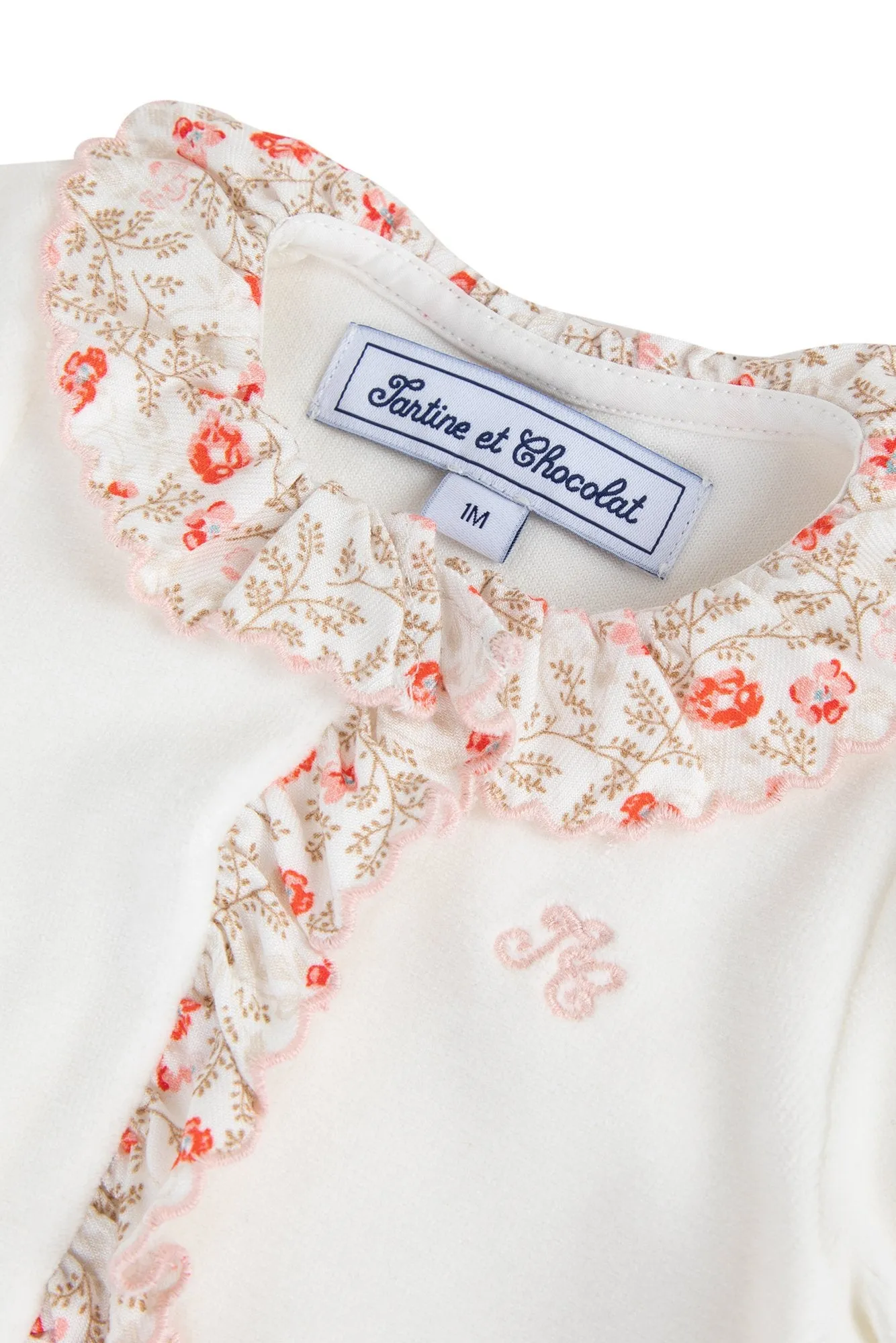 Babygrow - Ecru with Liberty print collar