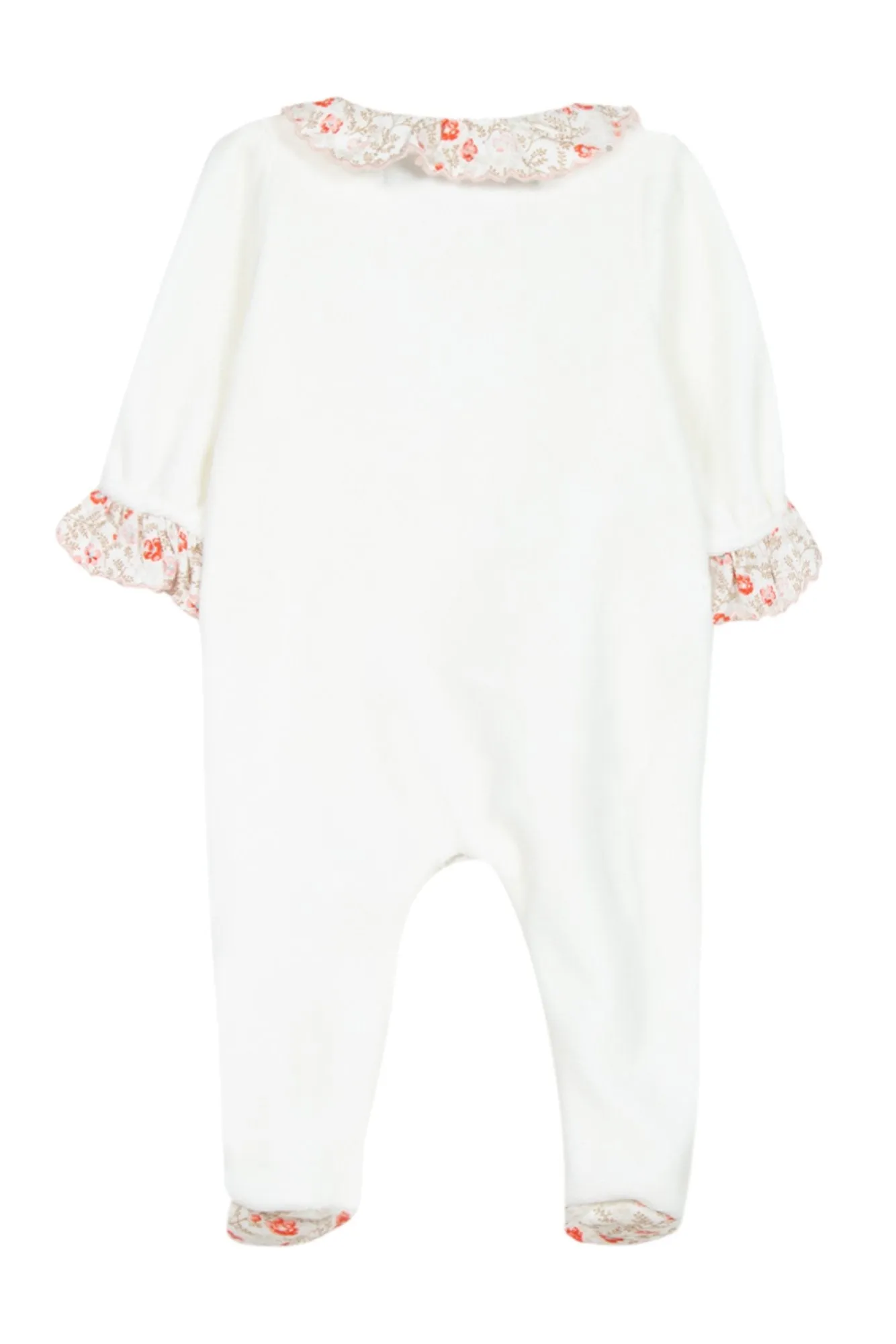 Babygrow - Ecru with Liberty print collar