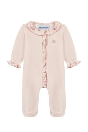 Babygrow - Pale pink with Liberty print collar