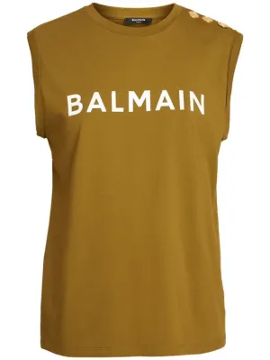 Balmain   Logo print organic cotton tank top 