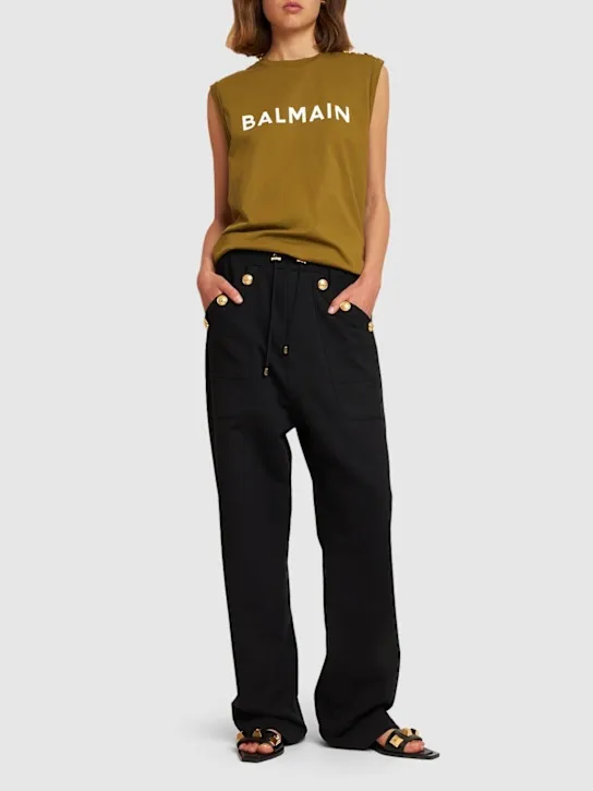Balmain   Logo print organic cotton tank top 