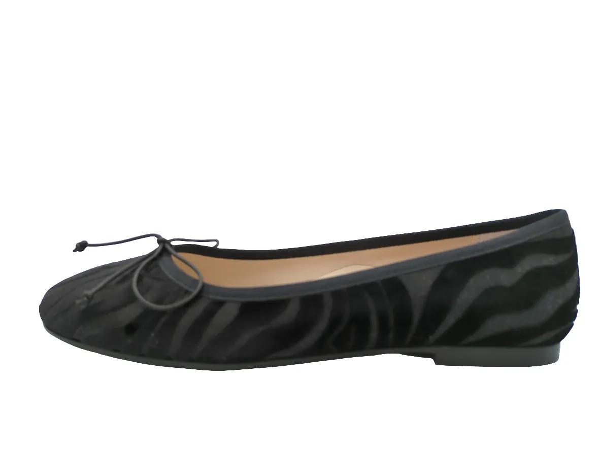 Beberlis  Black Velvet Zebra Ballet Flat 24043-A