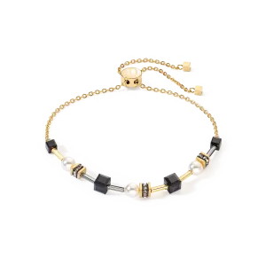 Bracelet Mysterious Cubes & Pearls gold-black