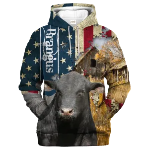 Brangus Farm With America Flag Hoodie, Patriotic Hoodie To Farmer