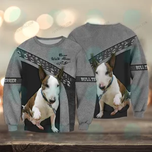 Bull Terriers Love Pink and Grey Never Walk Alone 3D Full Print Sweatshirt Christmas Gift