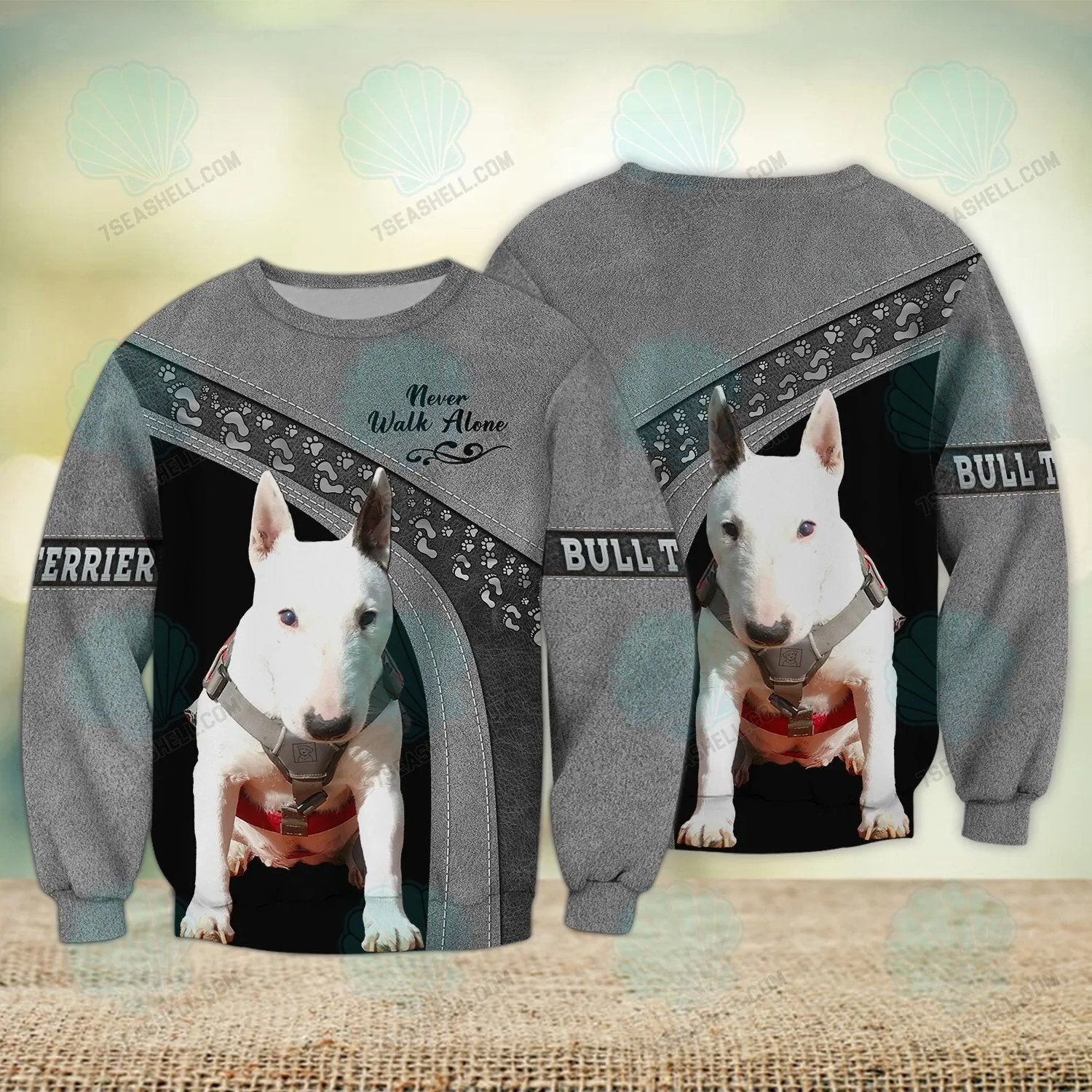 Bull Terriers Love Pink and Grey Never Walk Alone 3D Full Print Sweatshirt Christmas Gift