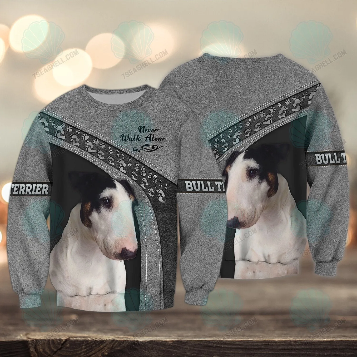 Bull Terriers Love Pink and Grey Never Walk Alone 3D Full Print Sweatshirt Christmas Gift