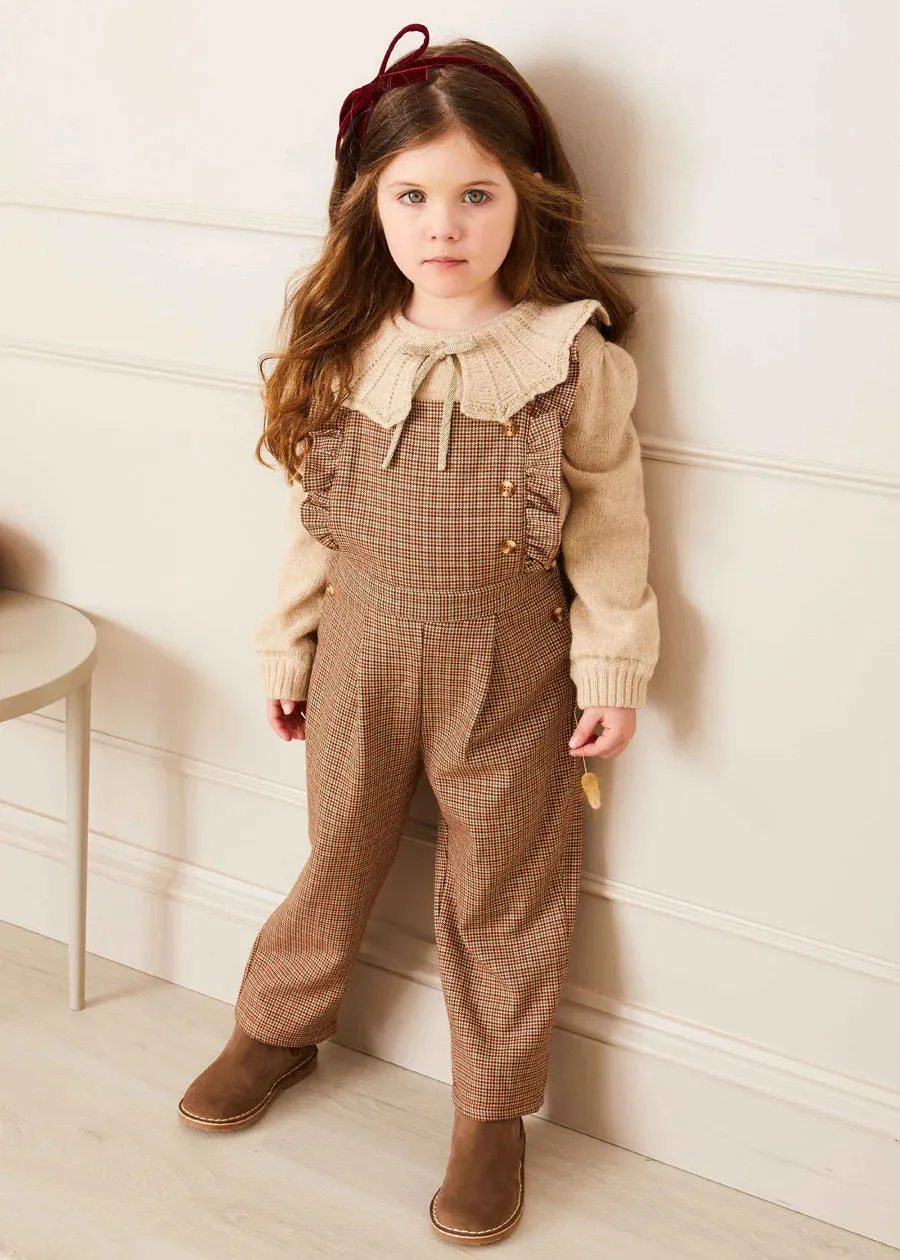 Chester Puppytooth Dungarees in Caramel (4-10yrs)