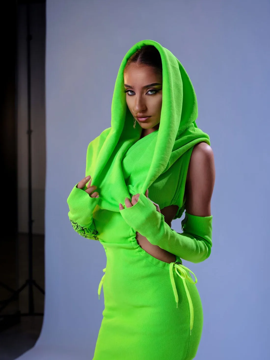 Cheyenne Green Neon Evening Dress