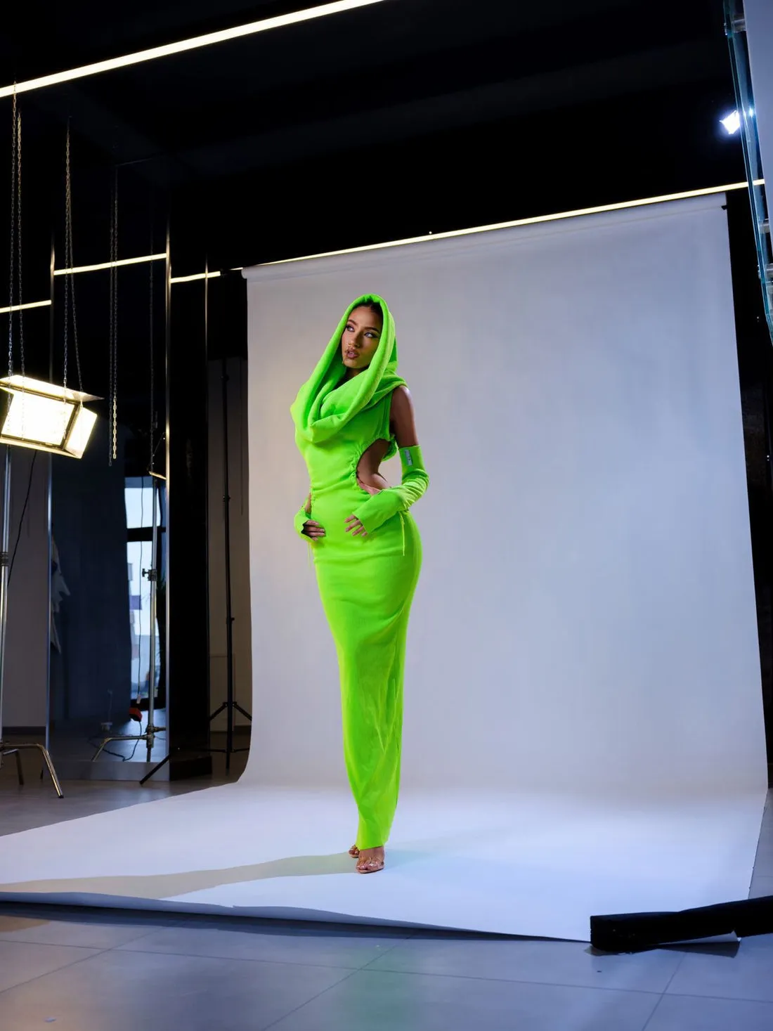 Cheyenne Green Neon Evening Dress