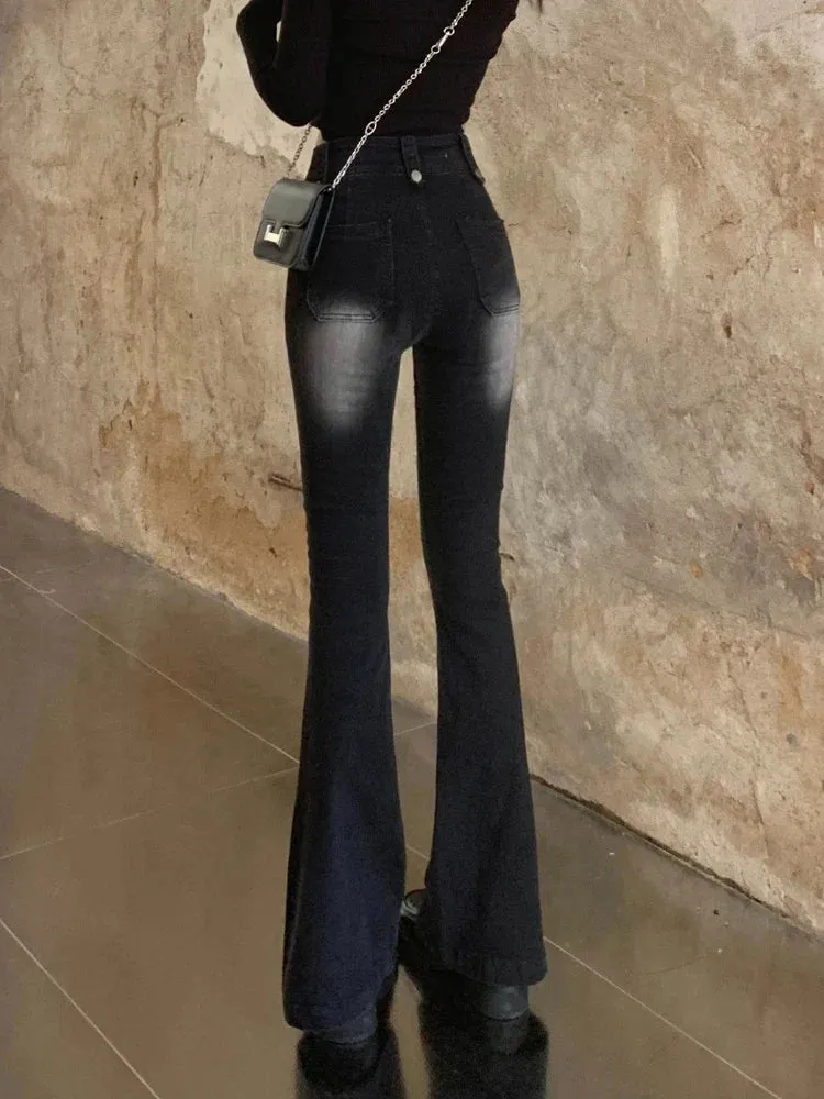 Chic Skinny Flare Winter Y2K High Waist Casual Jeans