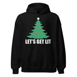 Christmas Tree Hoodie Let's Get Lit  Blended Cotton Midweight Unisex Soft Pullover