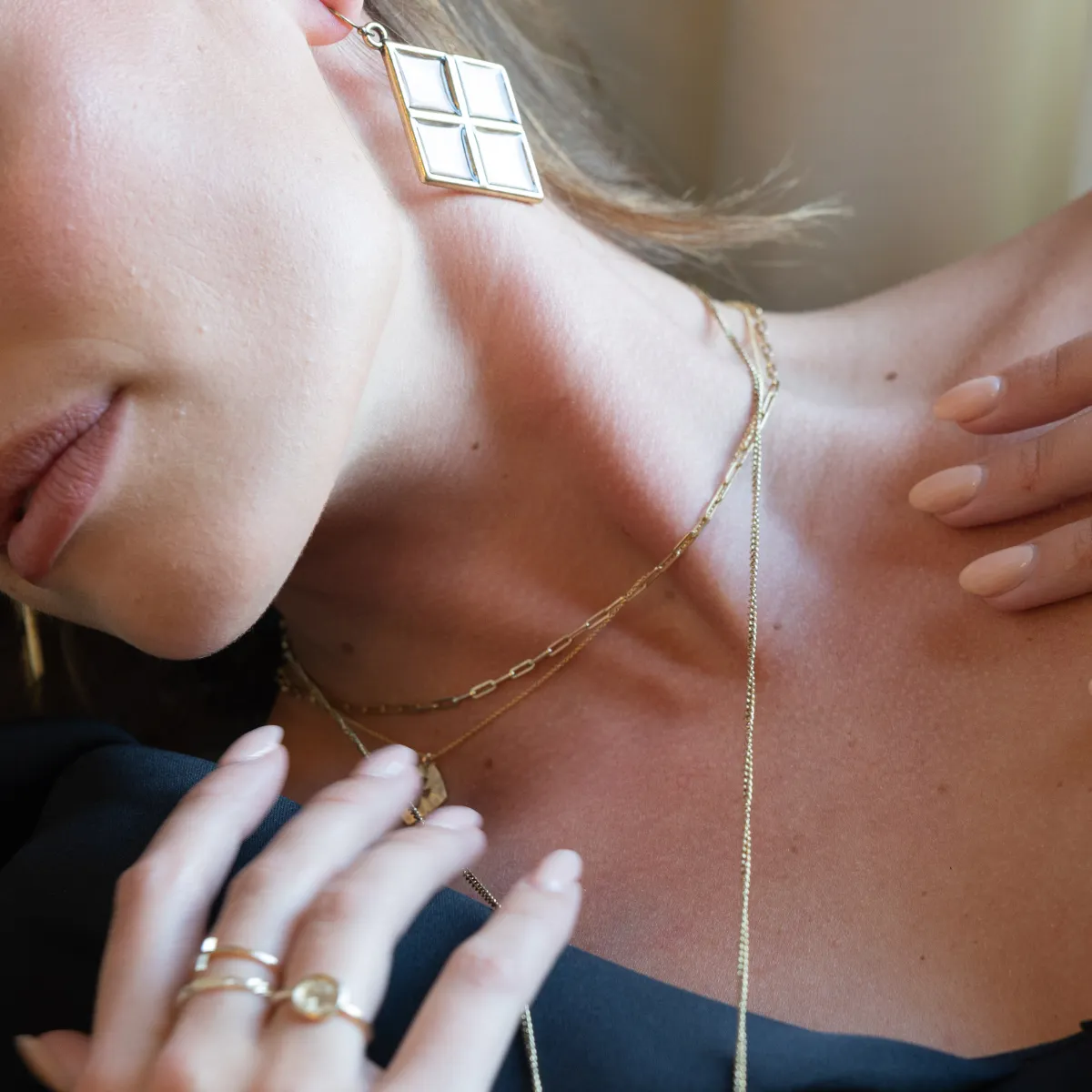 Dainty Chain Breaker Necklace 14K Solid Gold