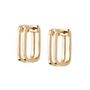 Daisy London Double Square Huggie Hoop Earrings, Gold