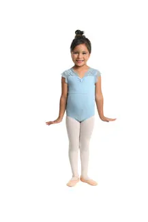 DanzNmotion 23104C Kids Brie Scallopred Lace Leotard