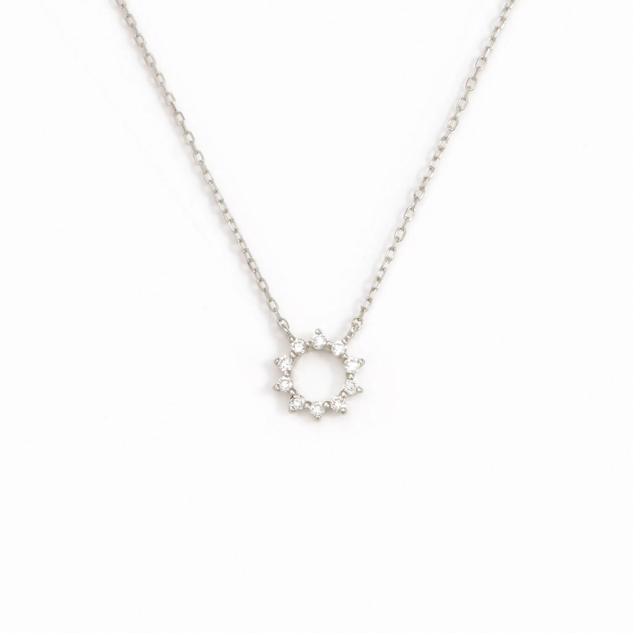 Diamond Sun Necklace White Gold - Lova