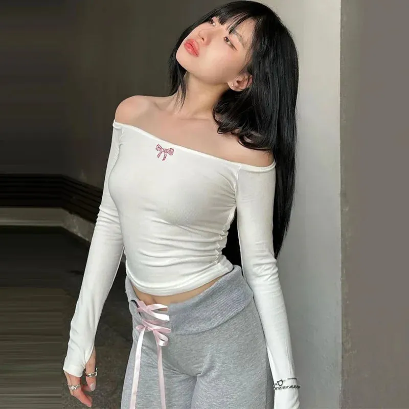 Europe and the United States ins style women's early autumn new sexy line lead spice girl pure wind slim-fit heart machine halte