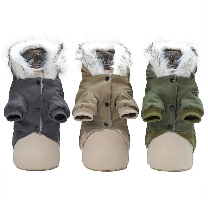Fancy Soft Fur With Pockets Hooded Coat For Small Dogs