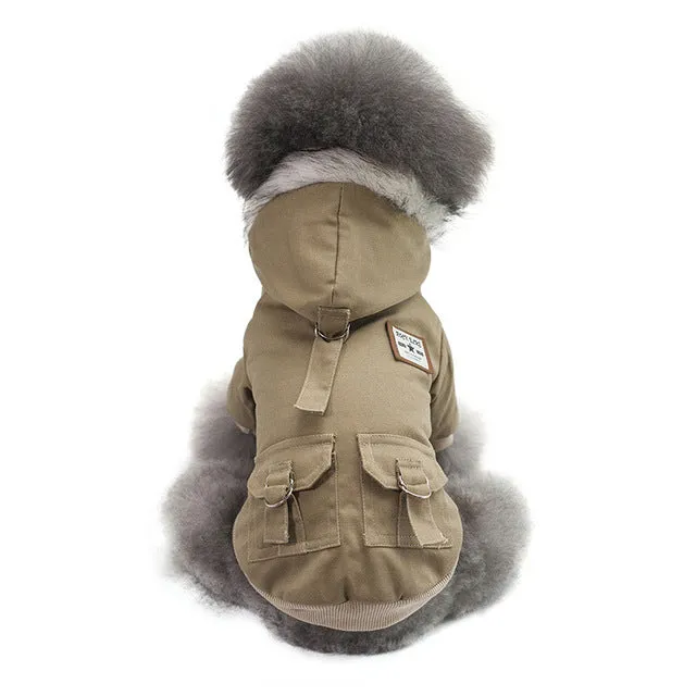 Fancy Soft Fur With Pockets Hooded Coat For Small Dogs