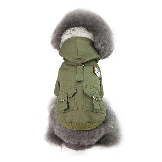 Fancy Soft Fur With Pockets Hooded Coat For Small Dogs