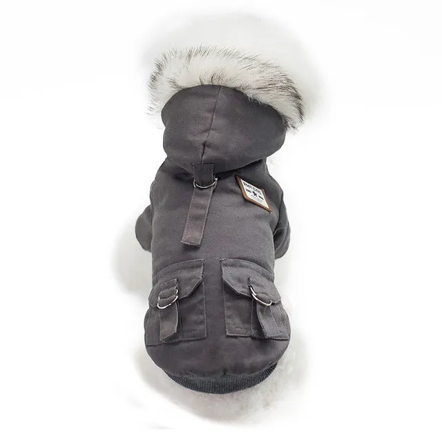 Fancy Soft Fur With Pockets Hooded Coat For Small Dogs