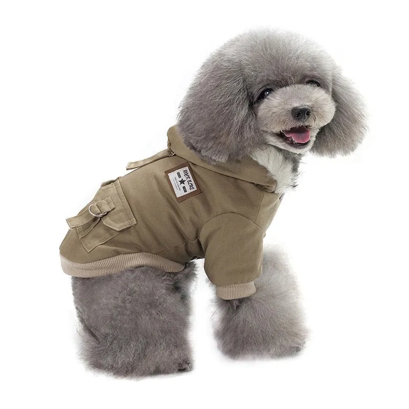 Fancy Soft Fur With Pockets Hooded Coat For Small Dogs