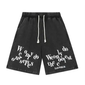 Fashion English Letter Loose Shorts Men