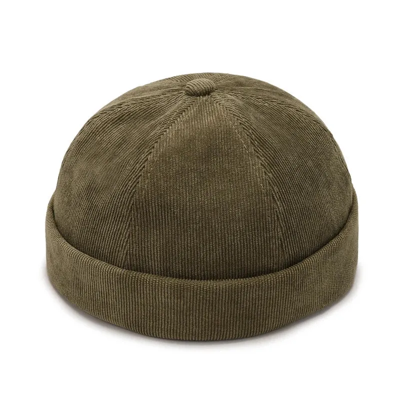 Fashion Men Cotton Docker Cap Vintage Dome Hat Brimless