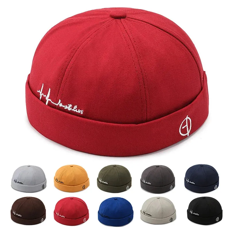 Fashion Men Cotton Docker Cap Vintage Dome Hat Brimless