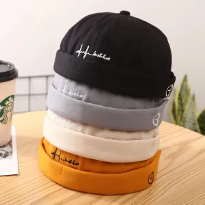 Fashion Men Cotton Docker Cap Vintage Dome Hat Brimless