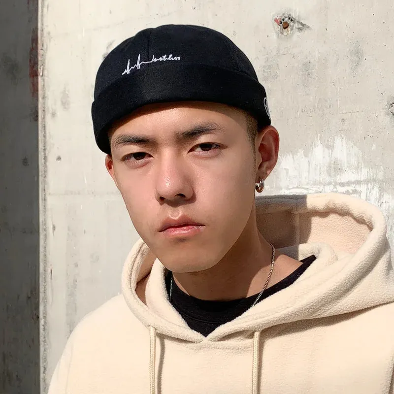 Fashion Men Cotton Docker Cap Vintage Dome Hat Brimless