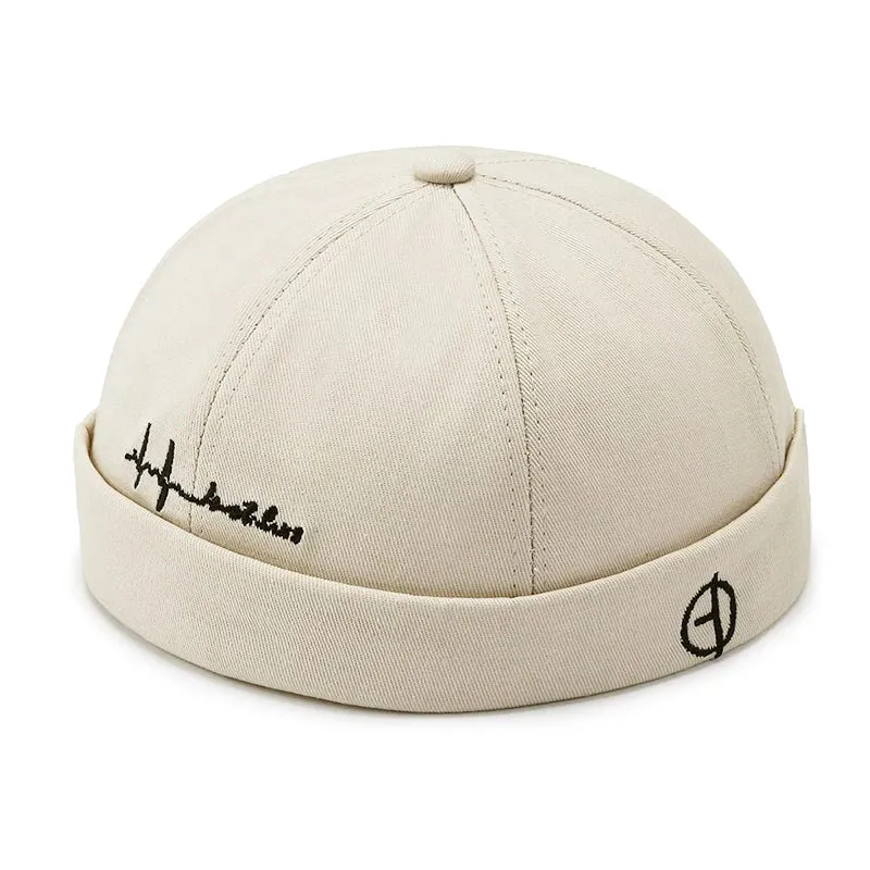 Fashion Men Cotton Docker Cap Vintage Dome Hat Brimless