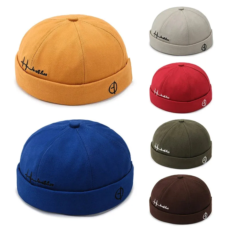Fashion Men Cotton Docker Cap Vintage Dome Hat Brimless
