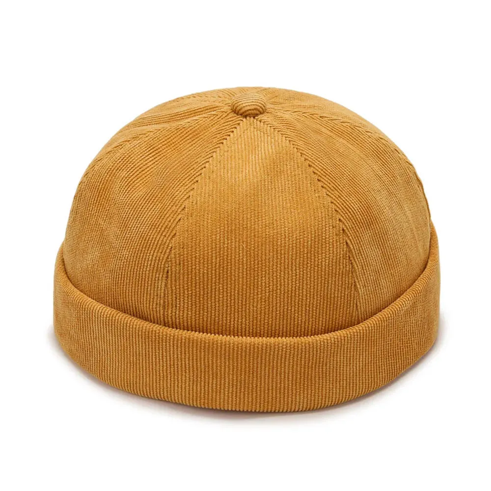 Fashion Men Cotton Docker Cap Vintage Dome Hat Brimless