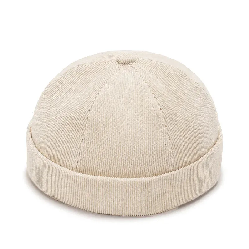 Fashion Men Cotton Docker Cap Vintage Dome Hat Brimless