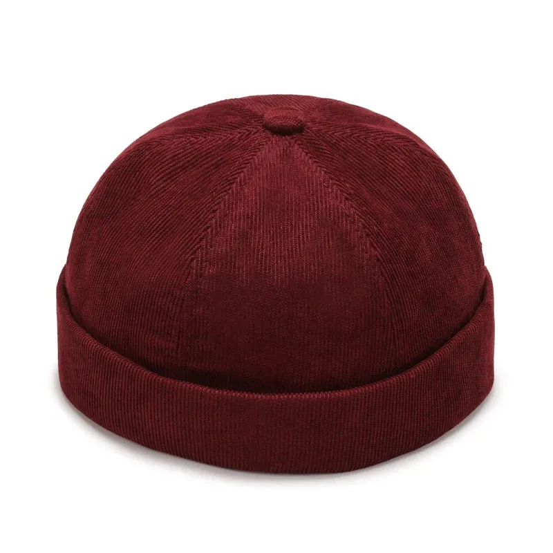 Fashion Men Cotton Docker Cap Vintage Dome Hat Brimless