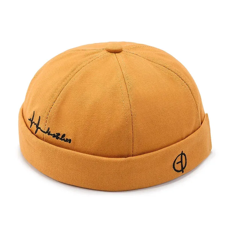 Fashion Men Cotton Docker Cap Vintage Dome Hat Brimless