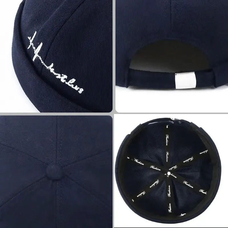 Fashion Men Cotton Docker Cap Vintage Dome Hat Brimless